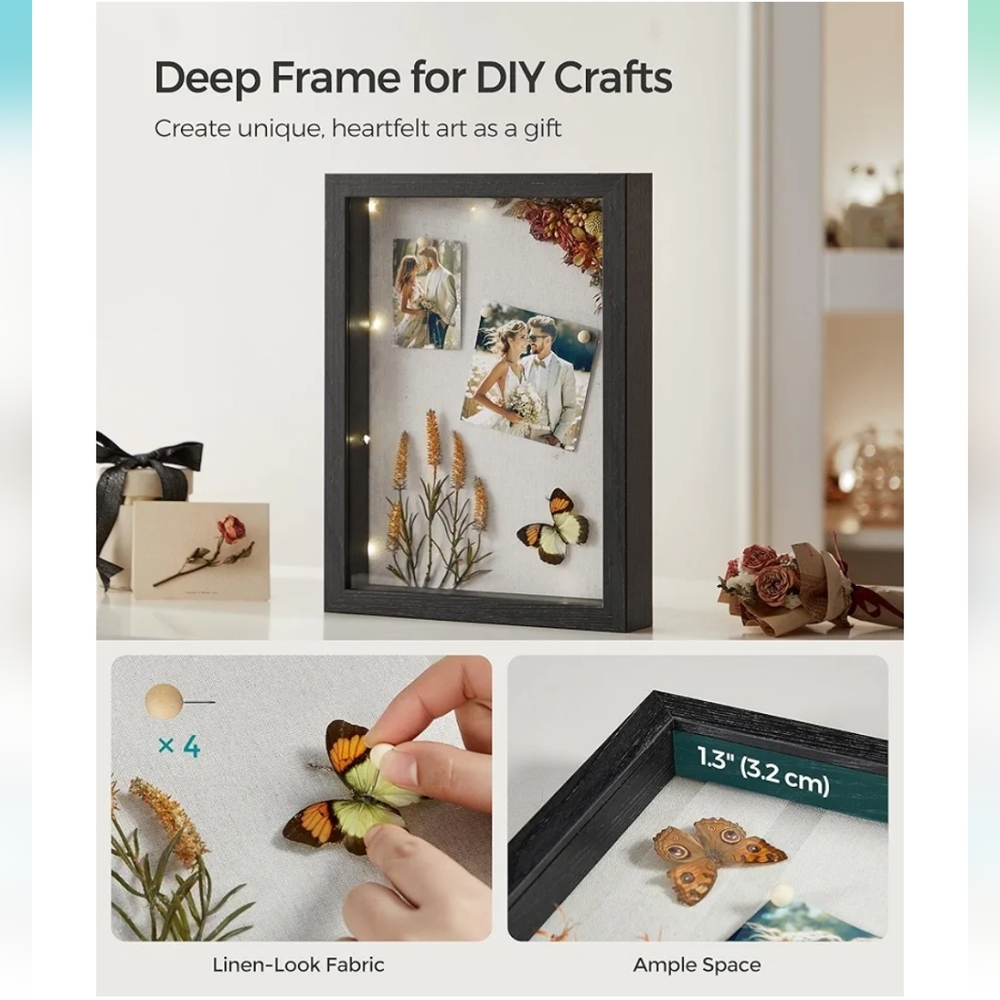 New in box black photo frame, deep, shadow box - Picture 10 of 15